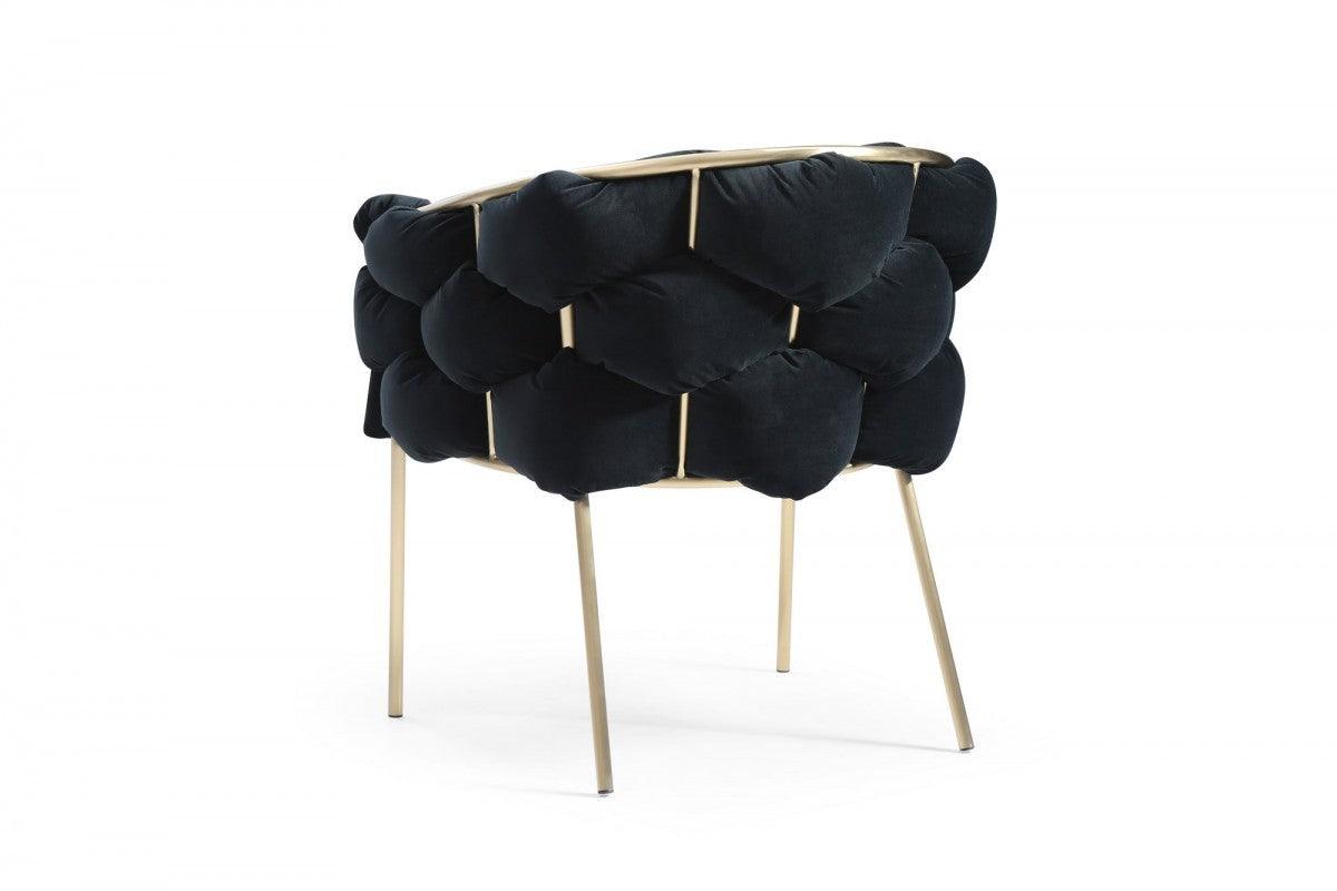 Black Geo Velvet and Brushed Brass Velvet Dining Chair - AFS