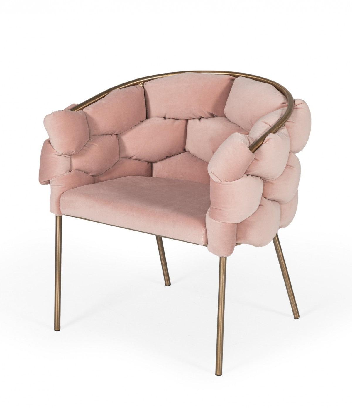 Pink Geo Velvet and Brushed Brass Velvet Dining Chair - AFS