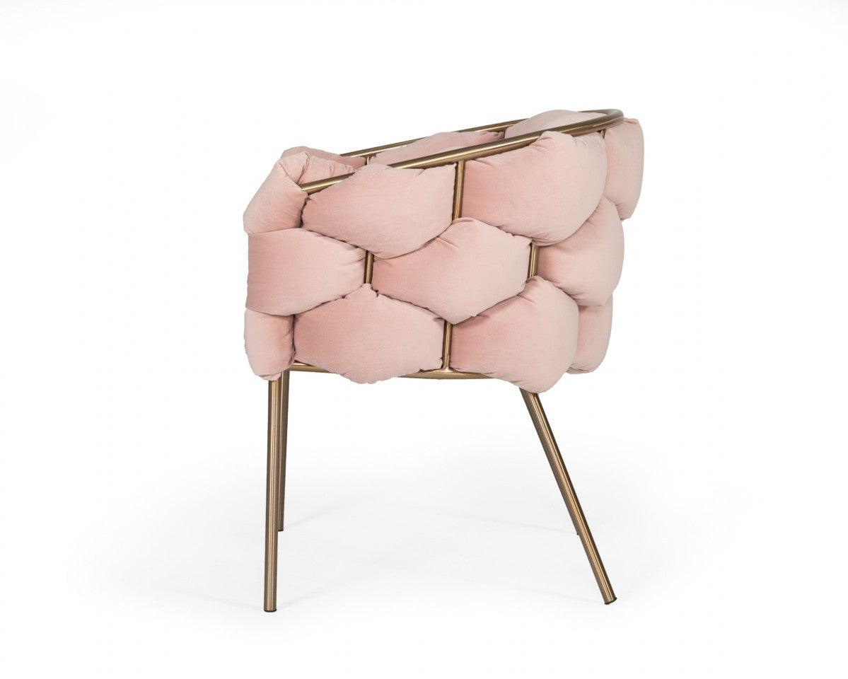 Pink Geo Velvet and Brushed Brass Velvet Dining Chair - AFS