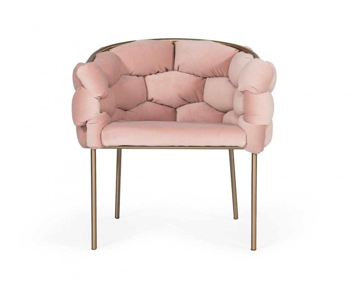 Pink Geo Velvet and Brushed Brass Velvet Dining Chair - AFS