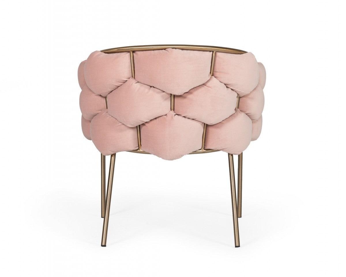 Pink Geo Velvet and Brushed Brass Velvet Dining Chair - AFS