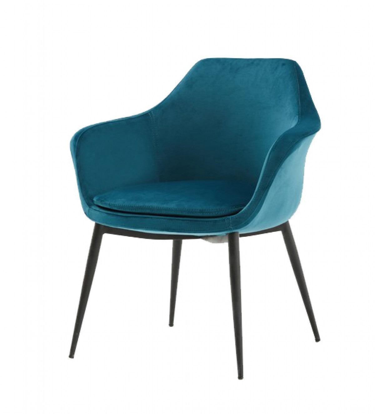 Teal and Black Velvet Dining or Side Chair - AFS