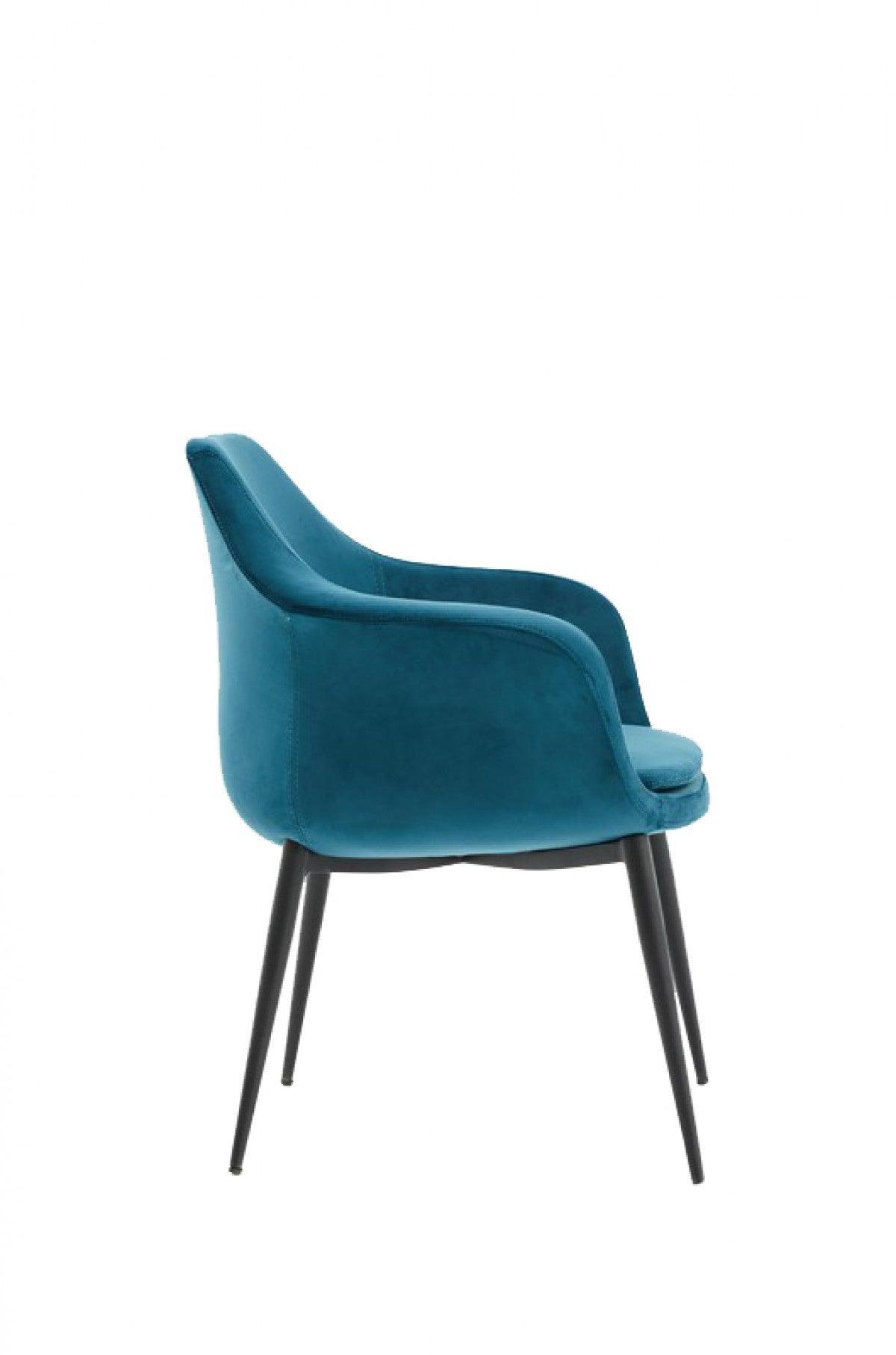 Teal and Black Velvet Dining or Side Chair - AFS