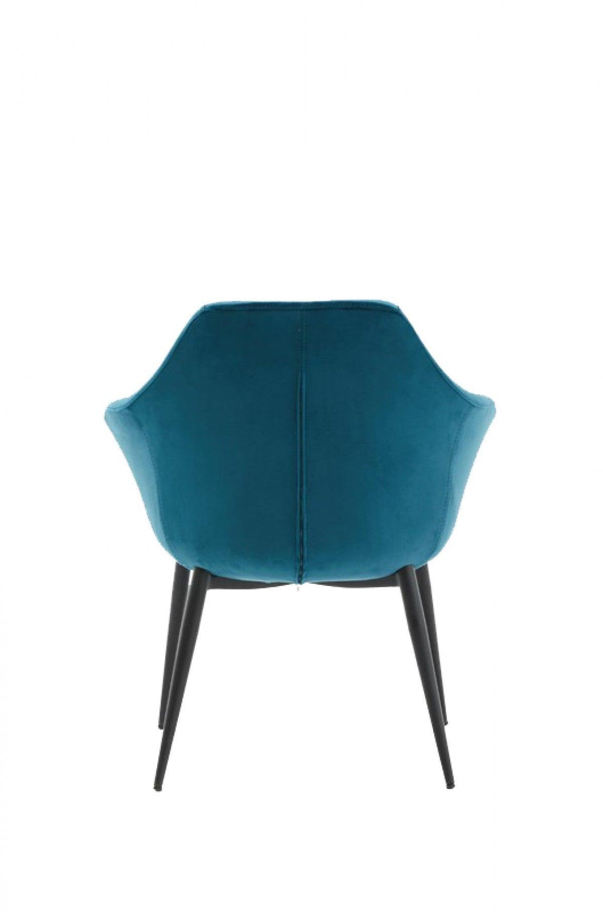 Teal and Black Velvet Dining or Side Chair - AFS