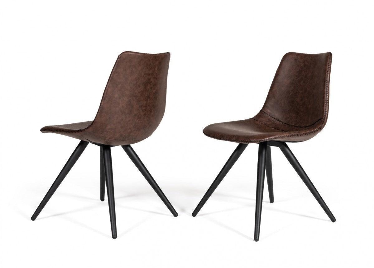 Set of Two Brown Modern Dining Chairs - AFS