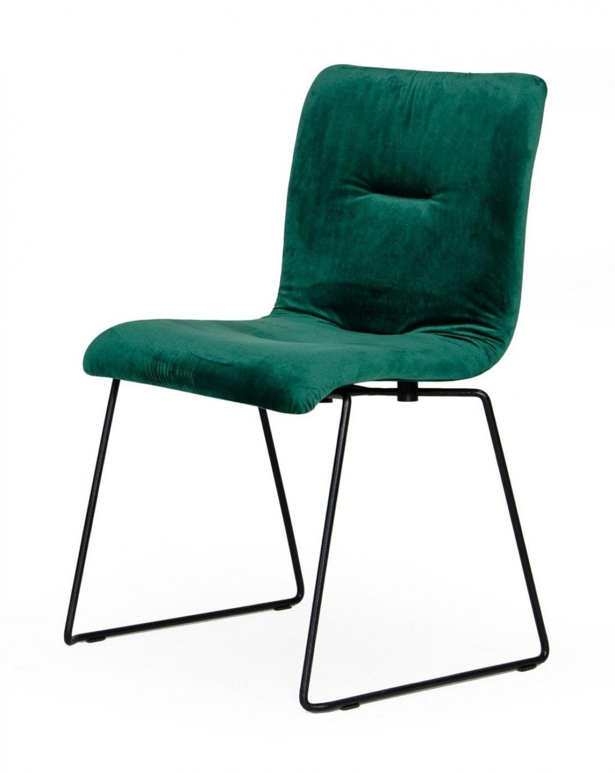 Set of Two Emerald Green Velvet Dining Chairs - AFS