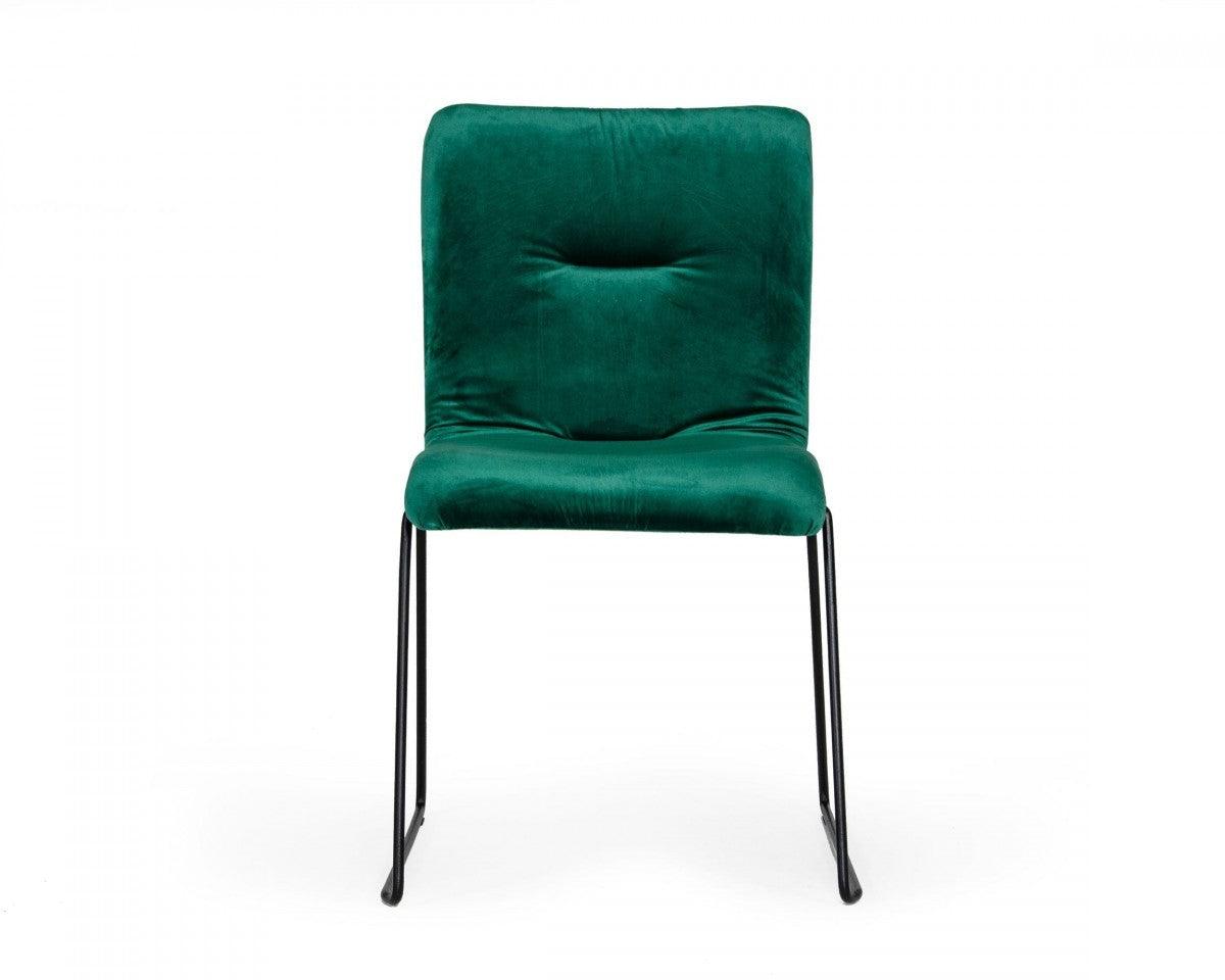 Set of Two Emerald Green Velvet Dining Chairs - AFS