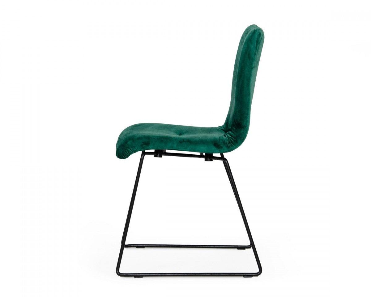 Set of Two Emerald Green Velvet Dining Chairs - AFS