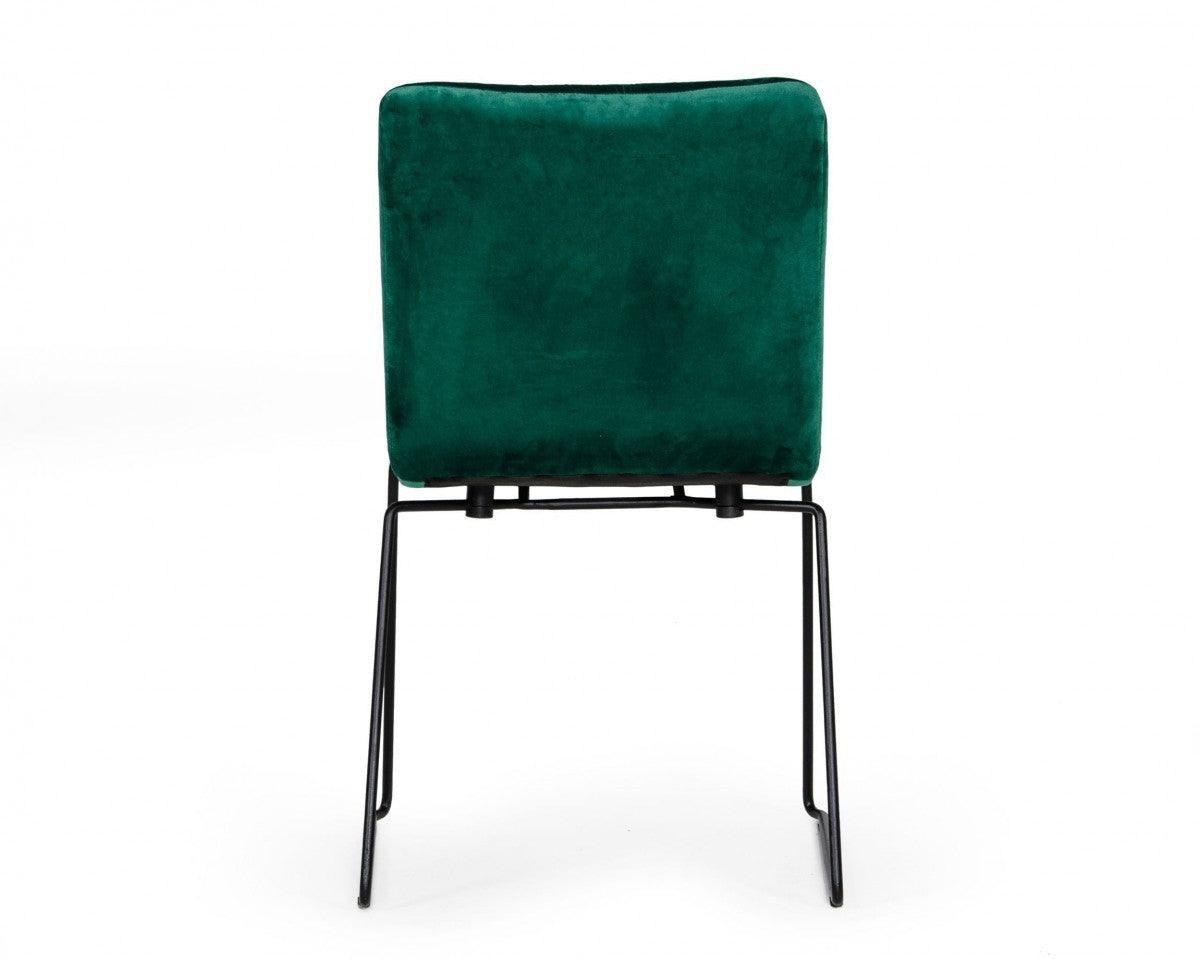 Set of Two Emerald Green Velvet Dining Chairs - AFS