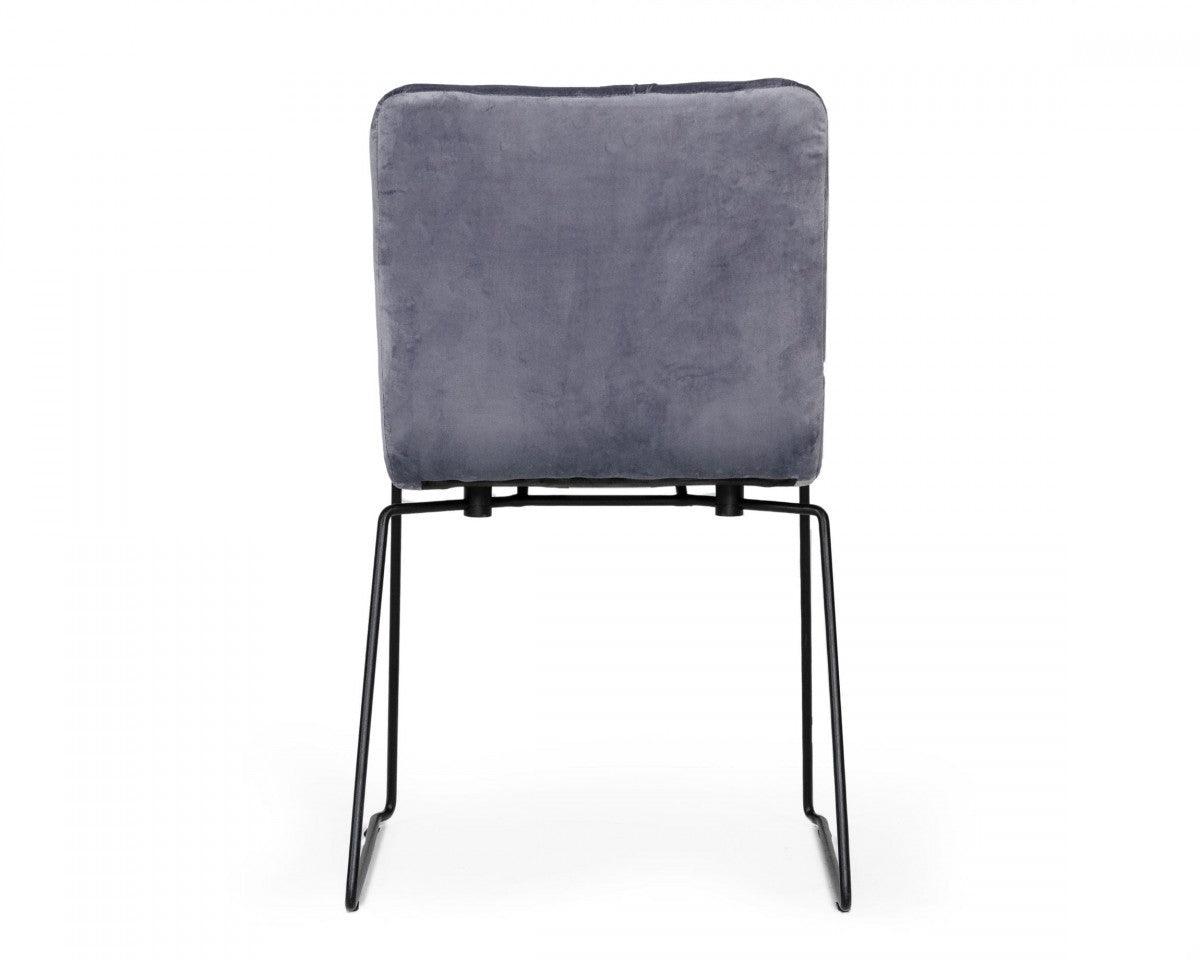 Set of Two Gray Velvet Dining Chairs - AFS