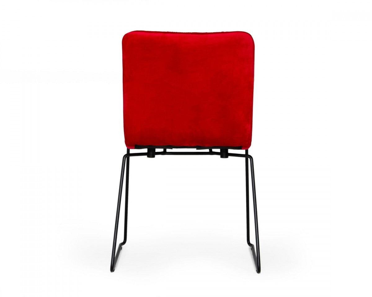 Set of Two Red Velvet Dining Chairs - AFS