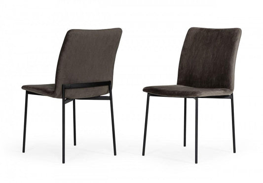 Set of Two Brown Black Dining Chairs - AFS