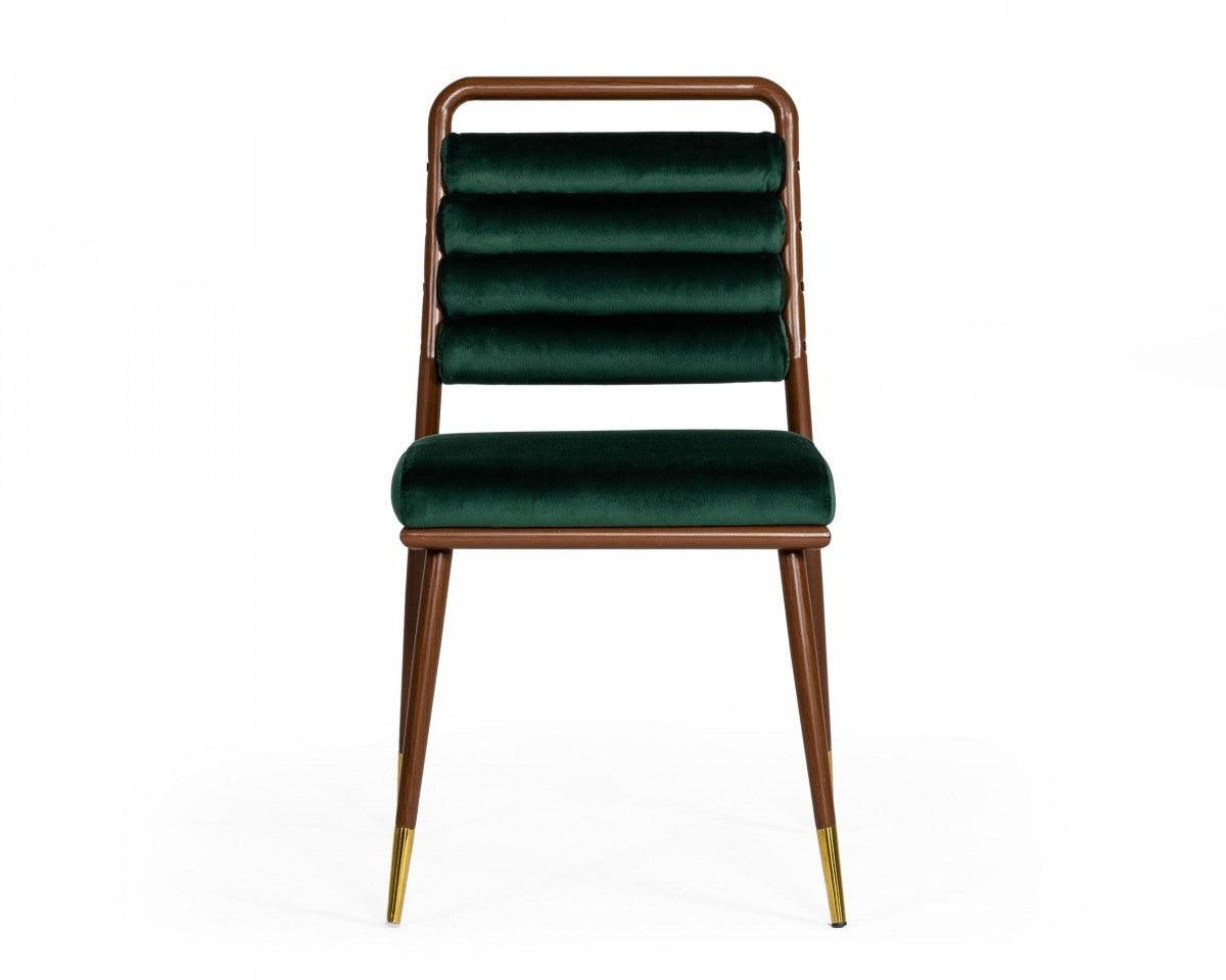 Contempo Dark Green and Walnut Velvet Dining Chair - AFS