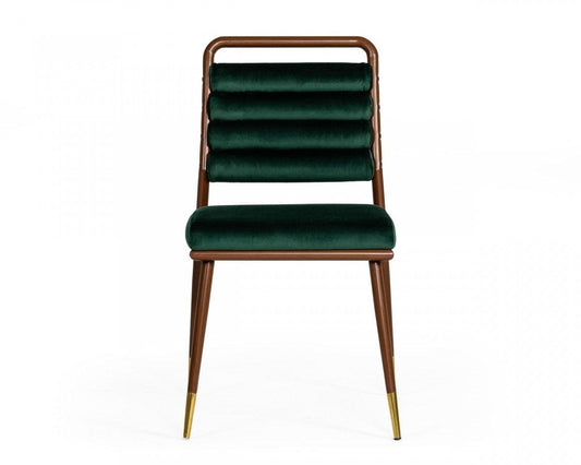 Contempo Dark Green and Walnut Velvet Dining Chair - AFS