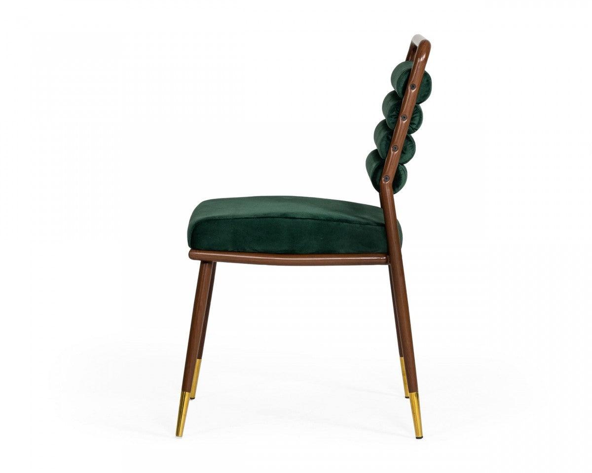 Contempo Dark Green and Walnut Velvet Dining Chair - AFS