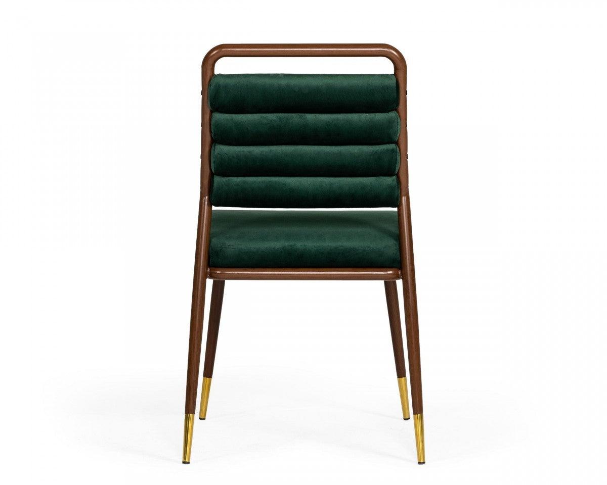 Contempo Dark Green and Walnut Velvet Dining Chair - AFS