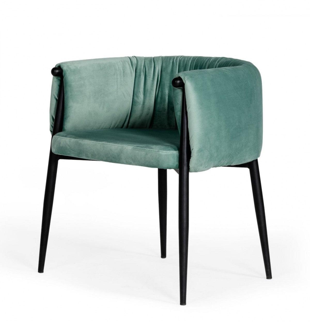 Mod Light Green and Black Velvet Dining or Side Chair - AFS