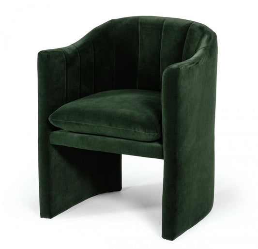 Dark Green Velvet Modern Curvilinear Dining Chair - AFS