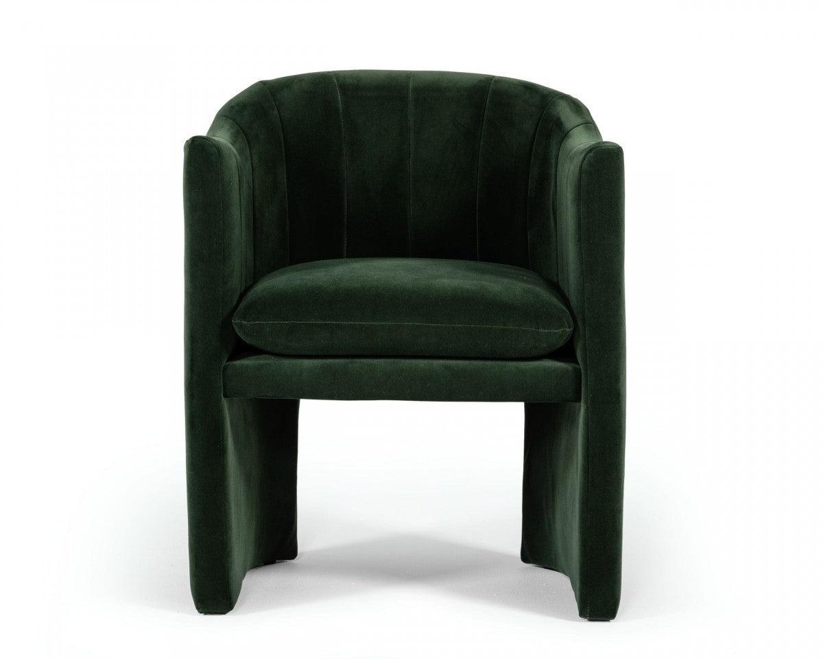 Dark Green Velvet Modern Curvilinear Dining Chair - AFS