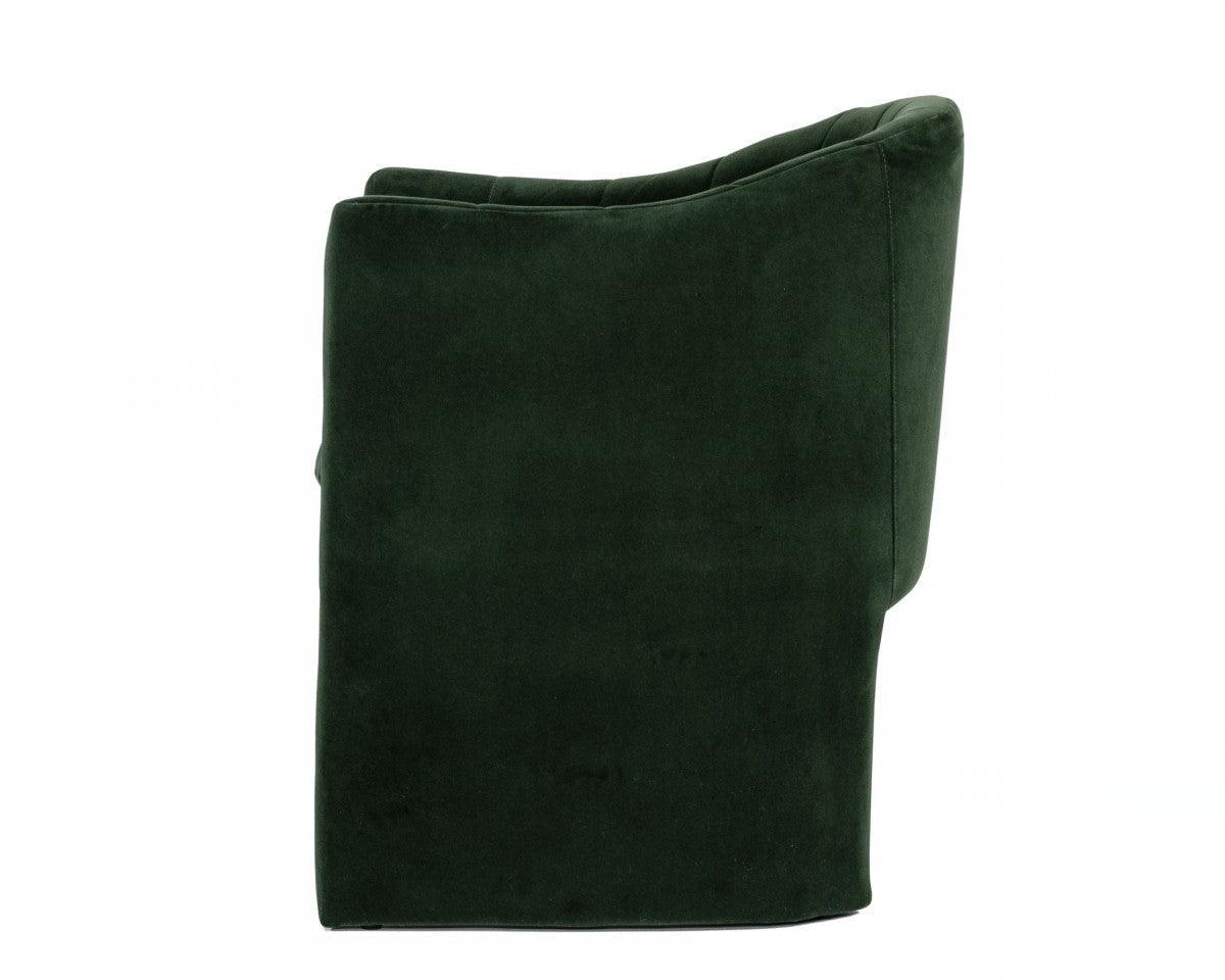 Dark Green Velvet Modern Curvilinear Dining Chair - AFS