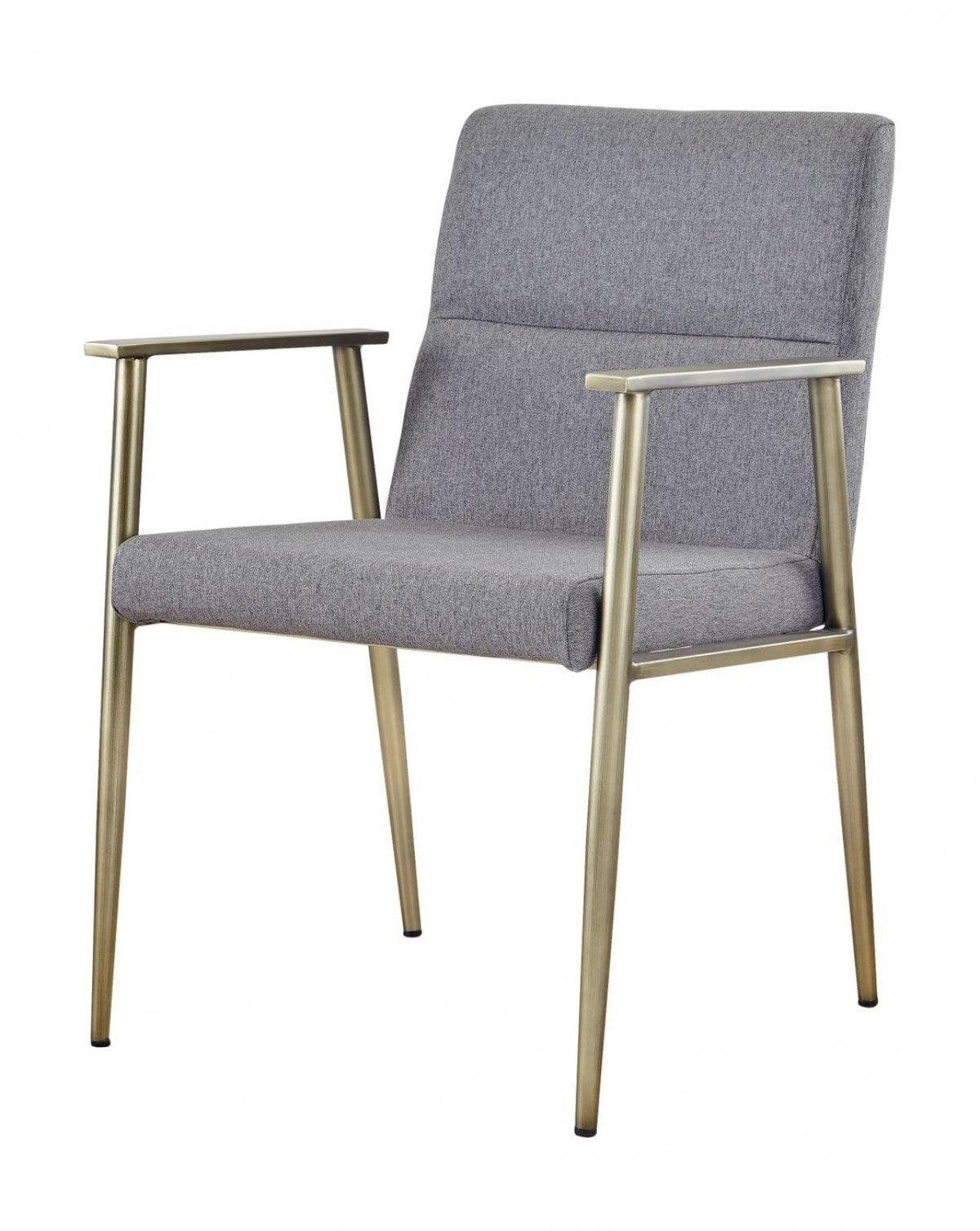 Gray Antique Brass Contemporary Dining Chair - AFS