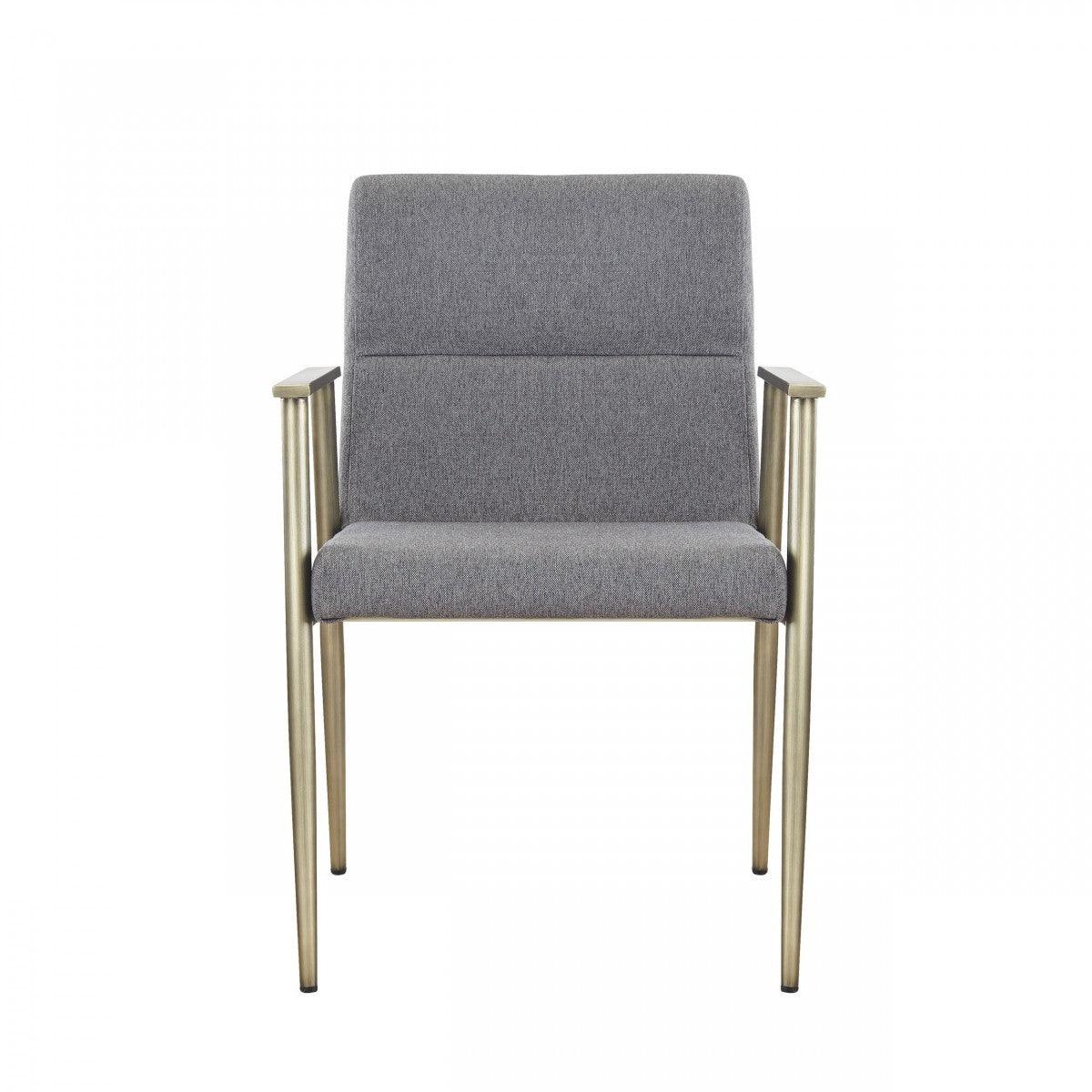 Gray Antique Brass Contemporary Dining Chair - AFS