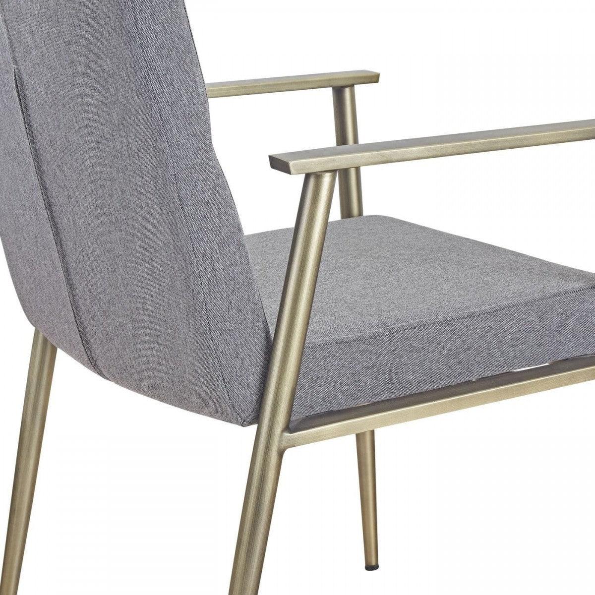 Gray Antique Brass Contemporary Dining Chair - AFS