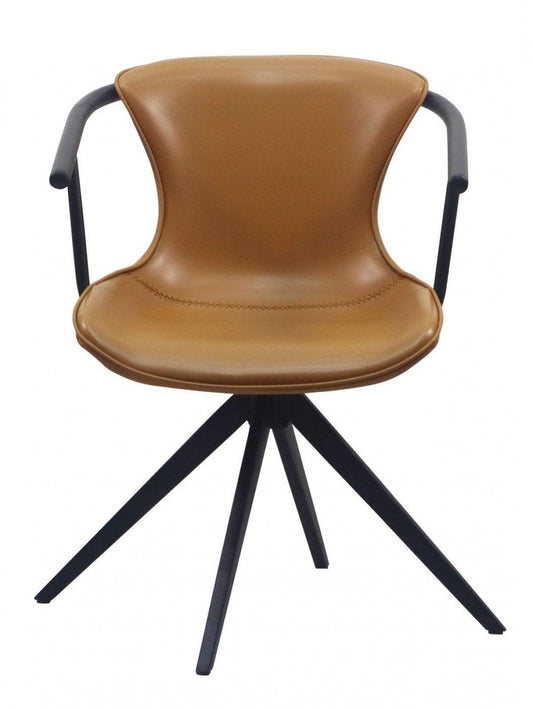 Camel Faux Leather Industrial Dining Chair - AFS