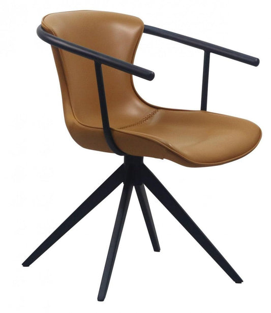 Camel Faux Leather Industrial Dining Chair - AFS