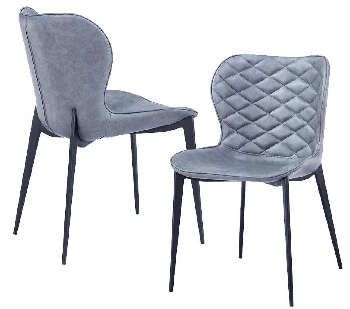 Set of Two Gray Black Modern Dining Chairs - AFS