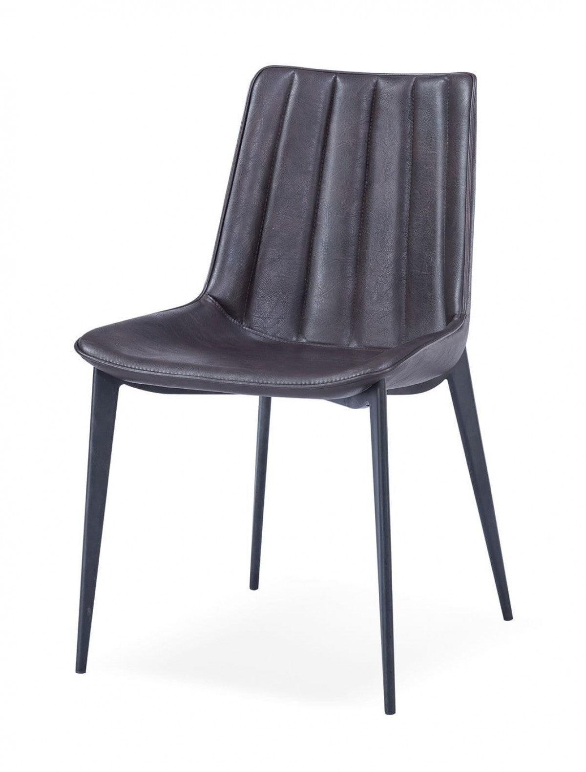 Set of Two Brown Black Modern Dining Chairs - AFS