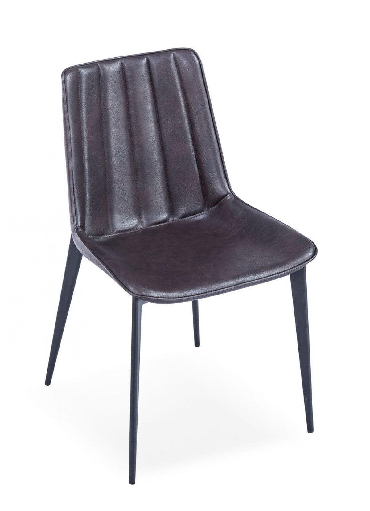 Set of Two Brown Black Modern Dining Chairs - AFS