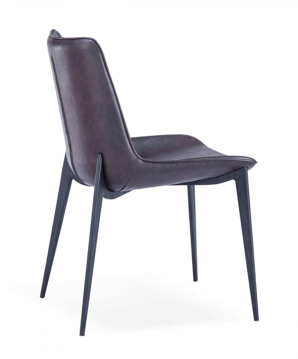 Set of Two Brown Black Modern Dining Chairs - AFS