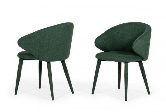 Set of Two Green Fabric Wrapped Dining Chairs - AFS