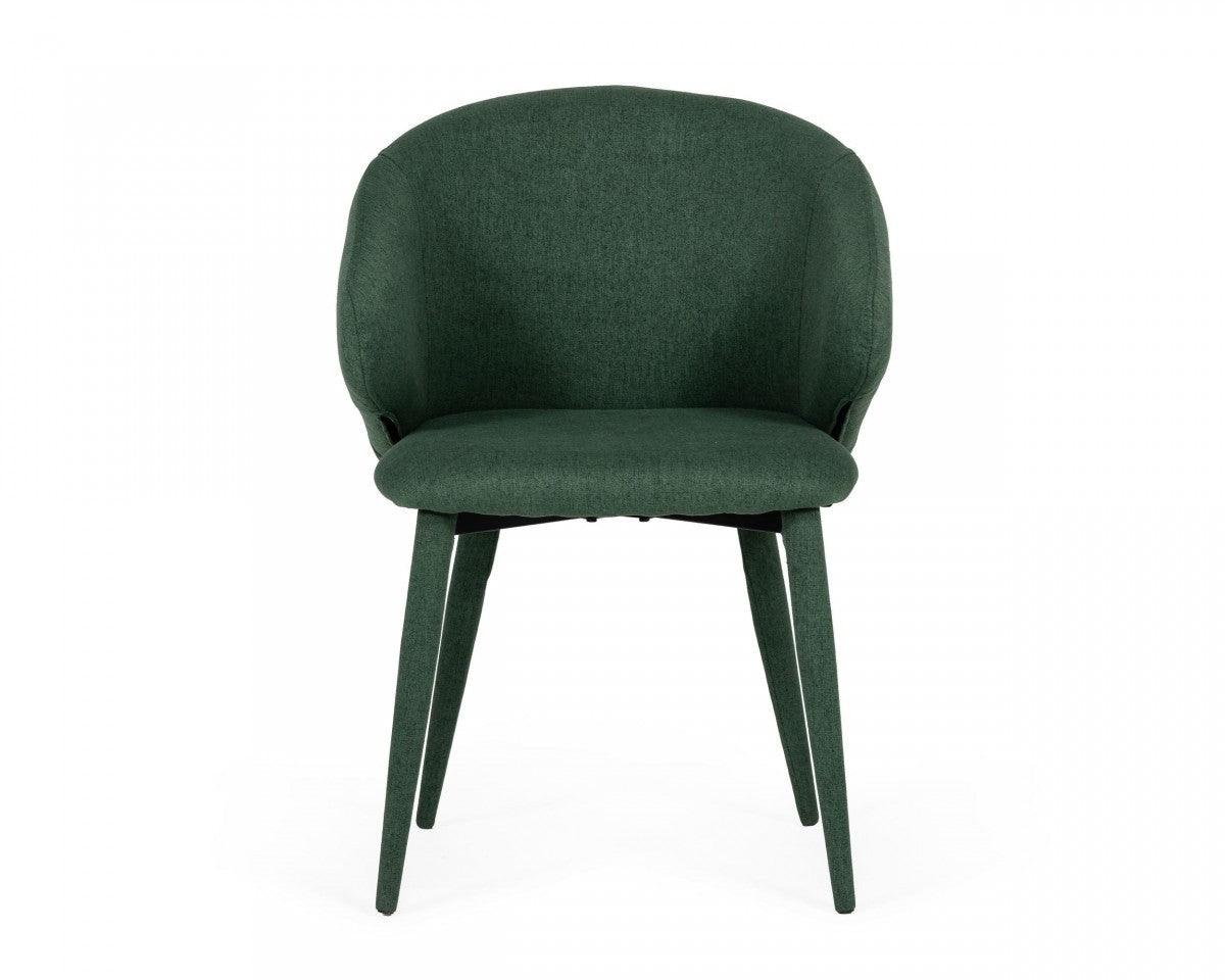 Set of Two Green Fabric Wrapped Dining Chairs - AFS