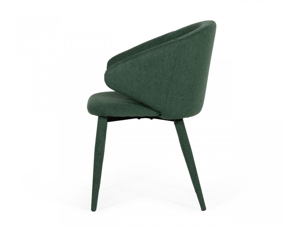 Set of Two Green Fabric Wrapped Dining Chairs - AFS