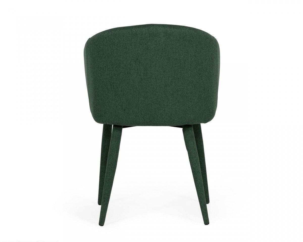 Set of Two Green Fabric Wrapped Dining Chairs - AFS