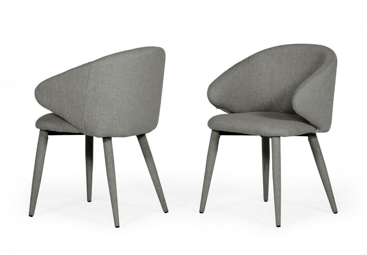 Set of Two Gray Fabric Wrapped Dining Chairs - AFS