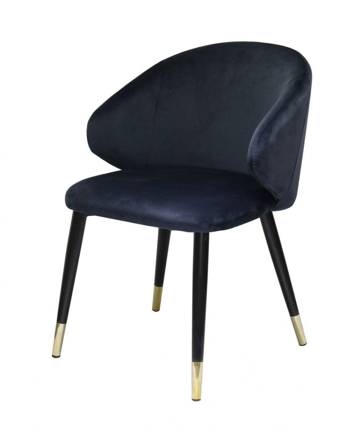 Set of Two Blue Velvet Dining Chairs - AFS