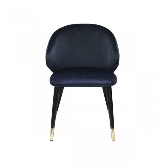 Set of Two Blue Velvet Dining Chairs - AFS