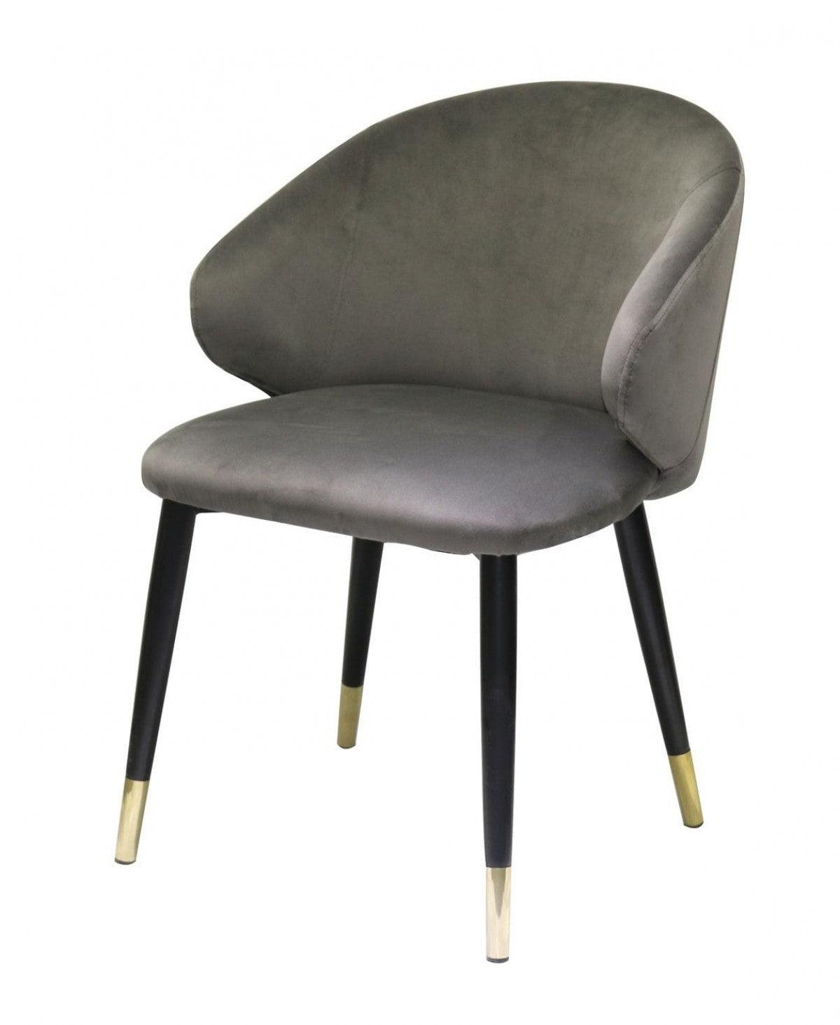 Set of Two Dark Gray Velvet Dining Chairs - AFS