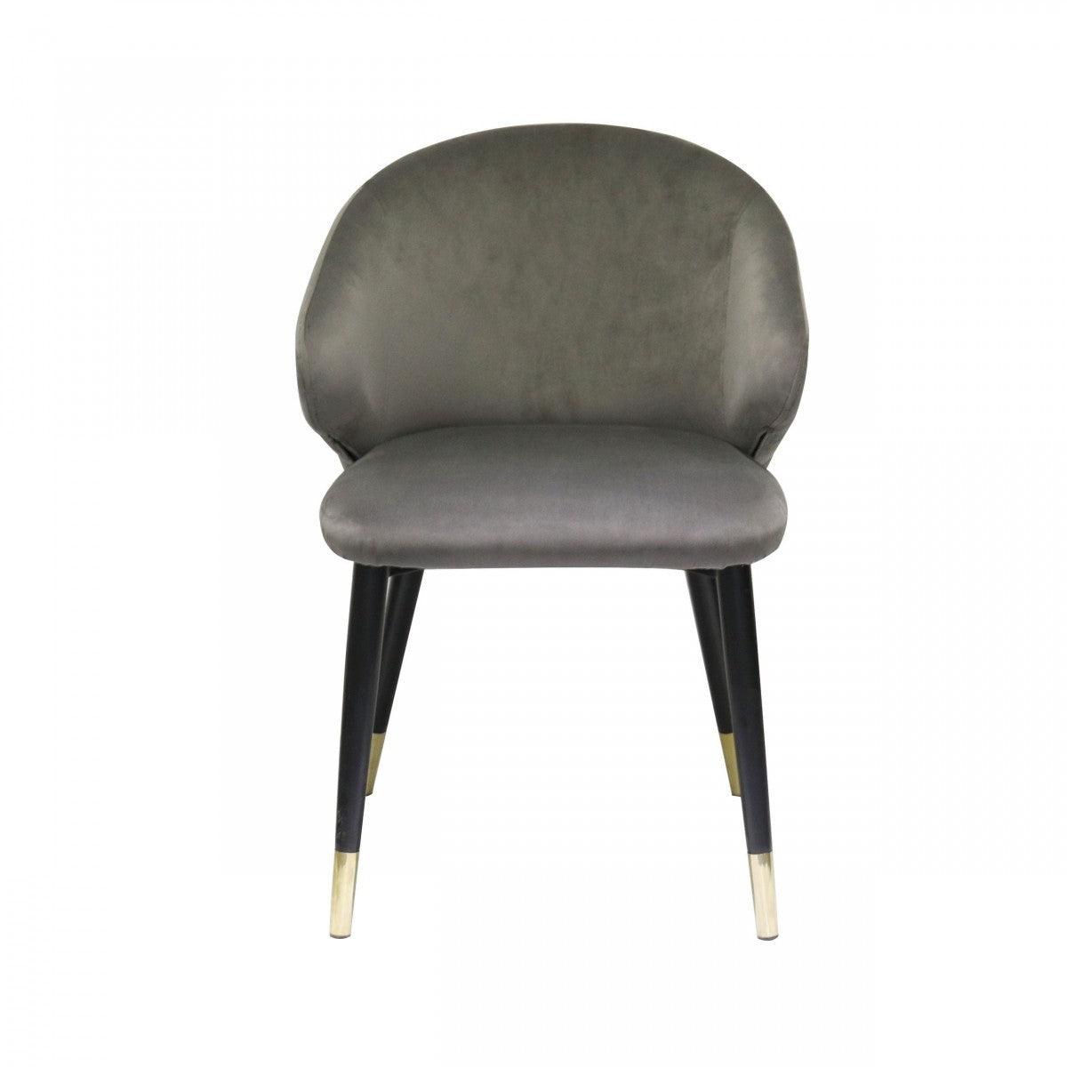 Set of Two Dark Gray Velvet Dining Chairs - AFS