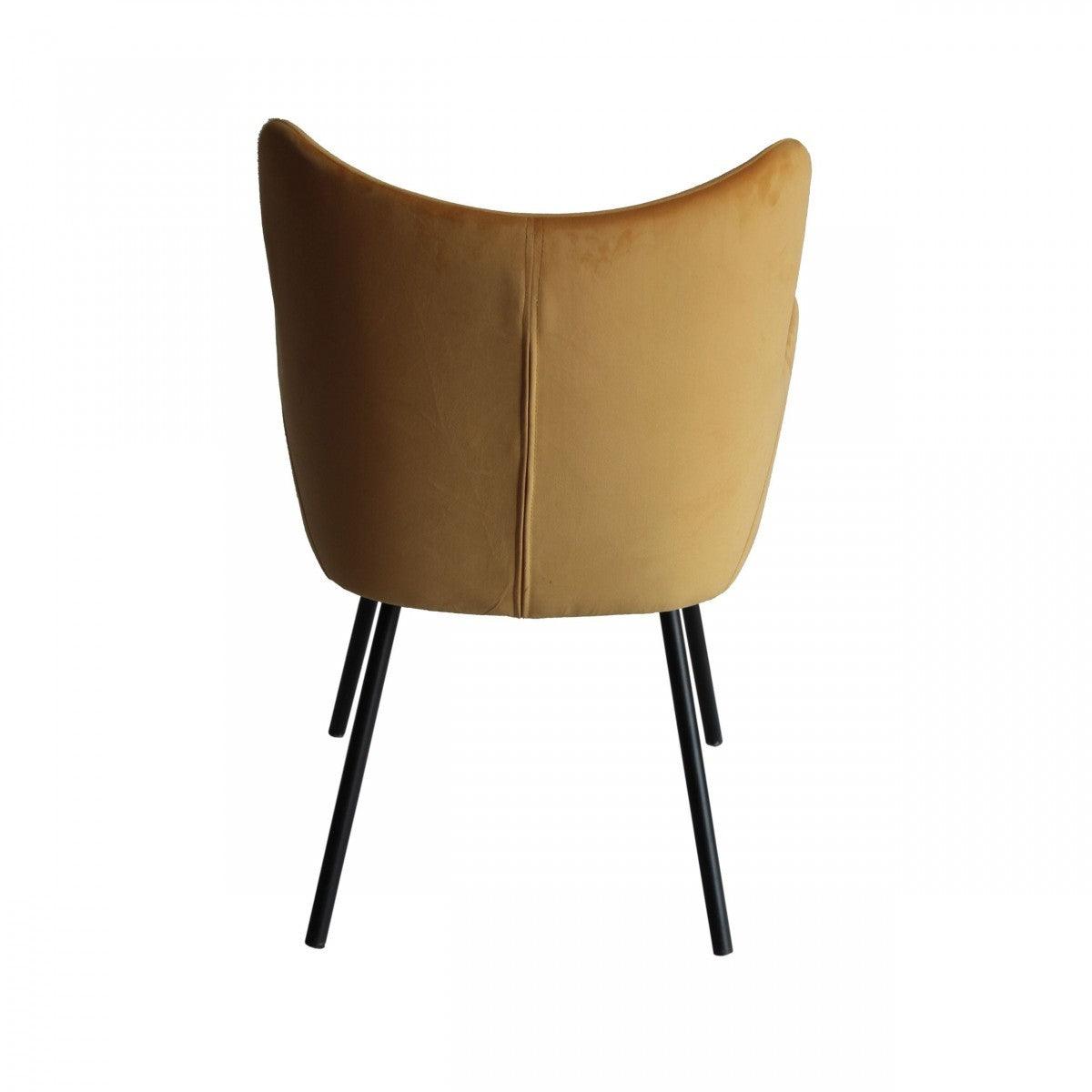 Yellow Curvy Velvet and Black Modern Dining Chair - AFS