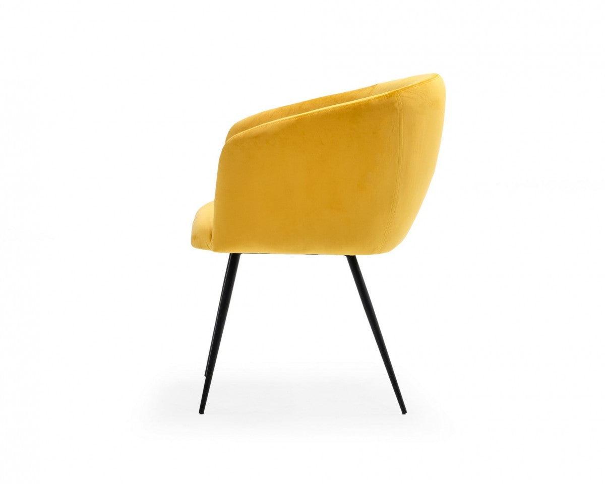 Yellow Velvet Modern Dining Chair - AFS