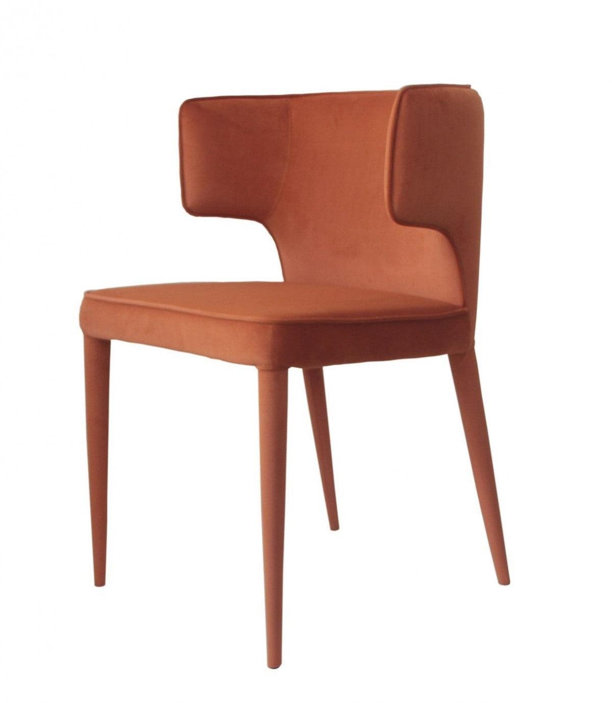 Orange Velvet Wrapped Dining Chair - AFS