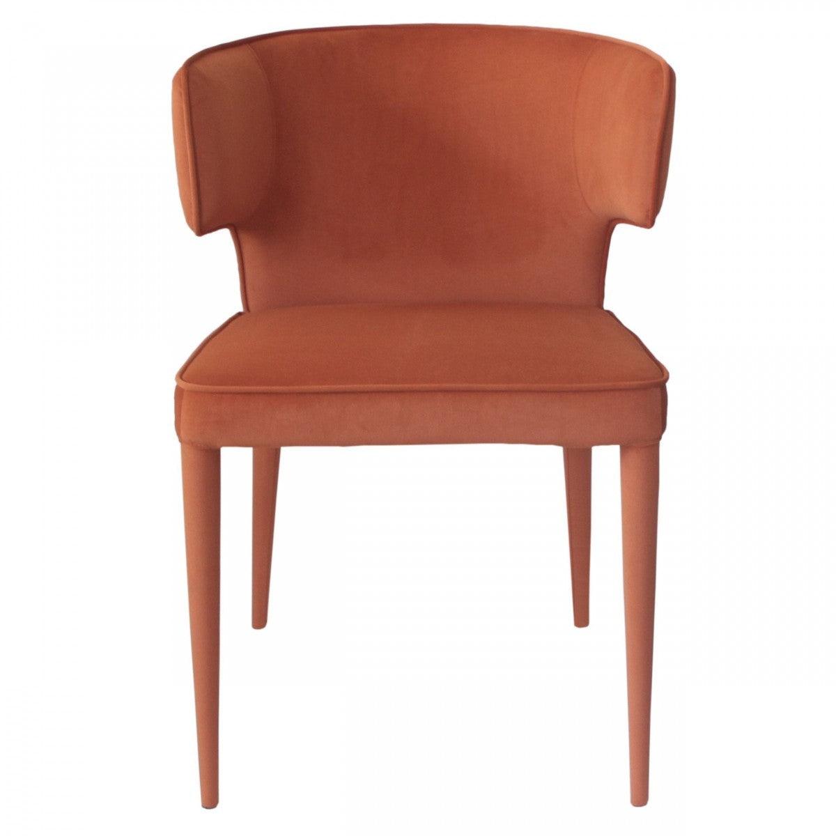 Orange Velvet Wrapped Dining Chair - AFS