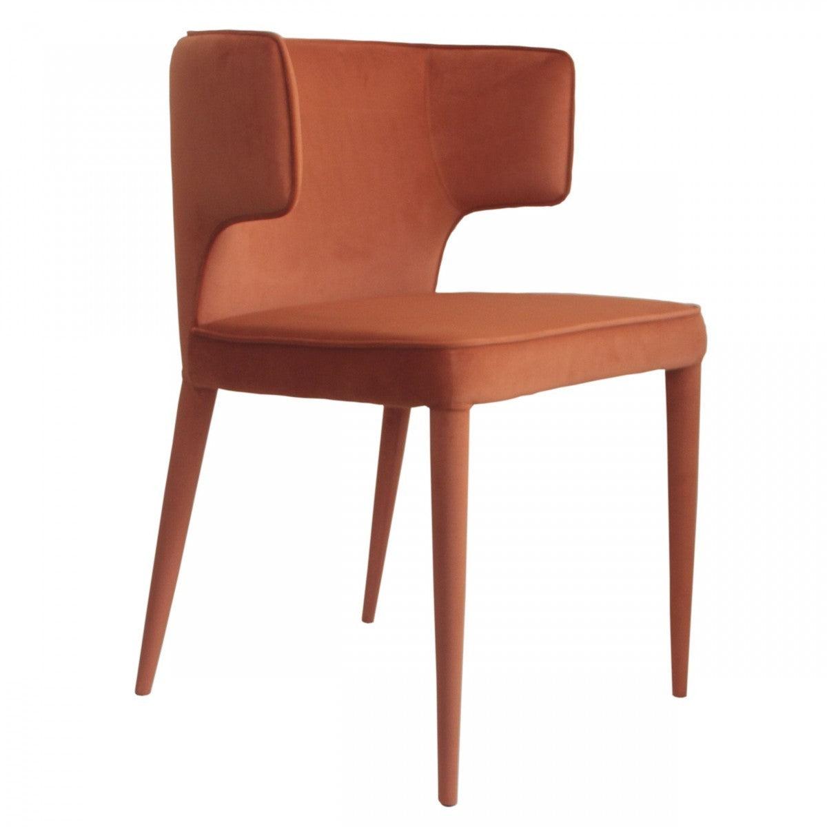 Orange Velvet Wrapped Dining Chair - AFS