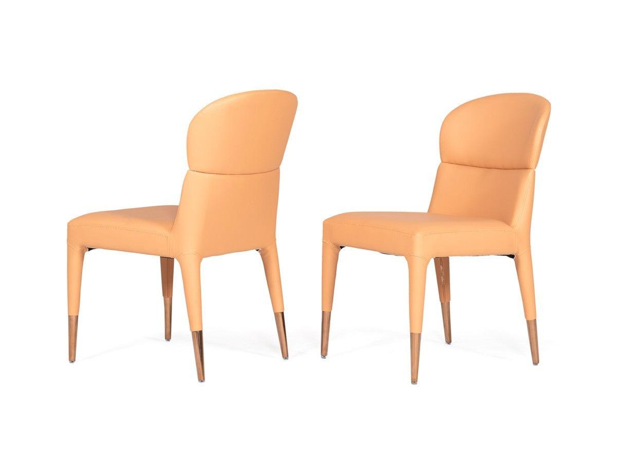 Set of Two Peach Rosegold Dining Chairs - AFS