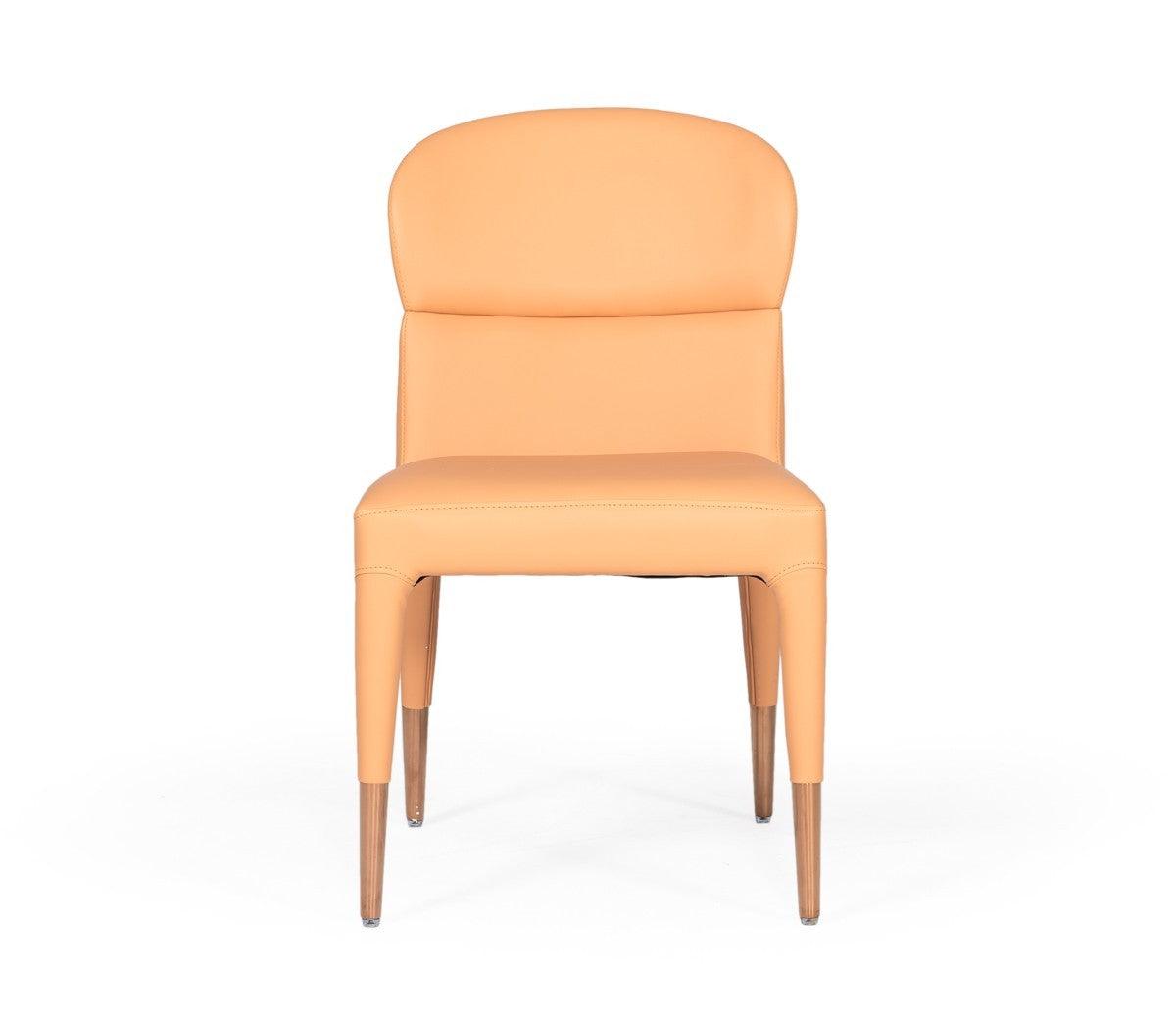 Set of Two Peach Rosegold Dining Chairs - AFS