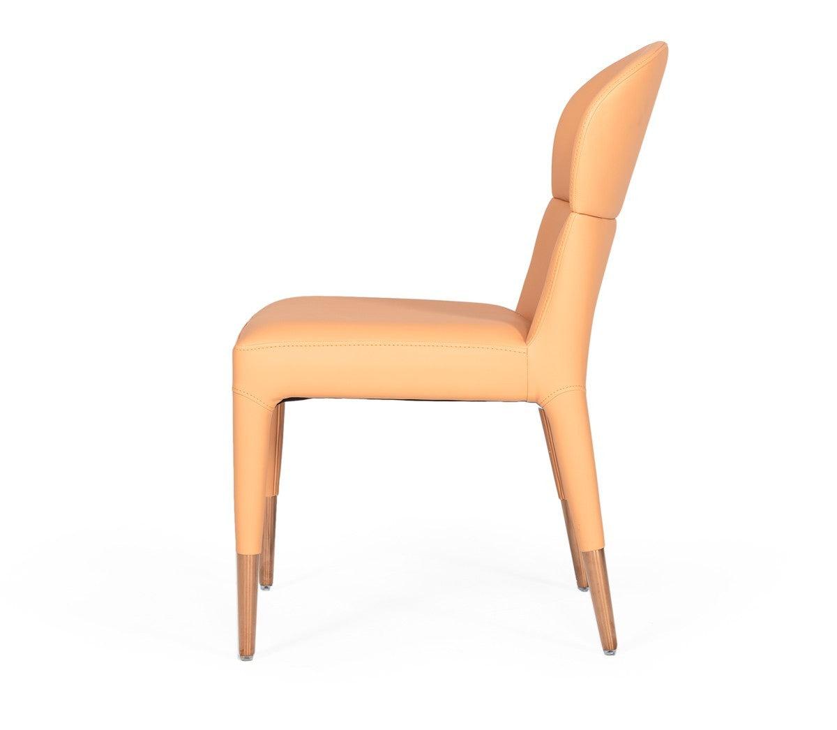 Set of Two Peach Rosegold Dining Chairs - AFS